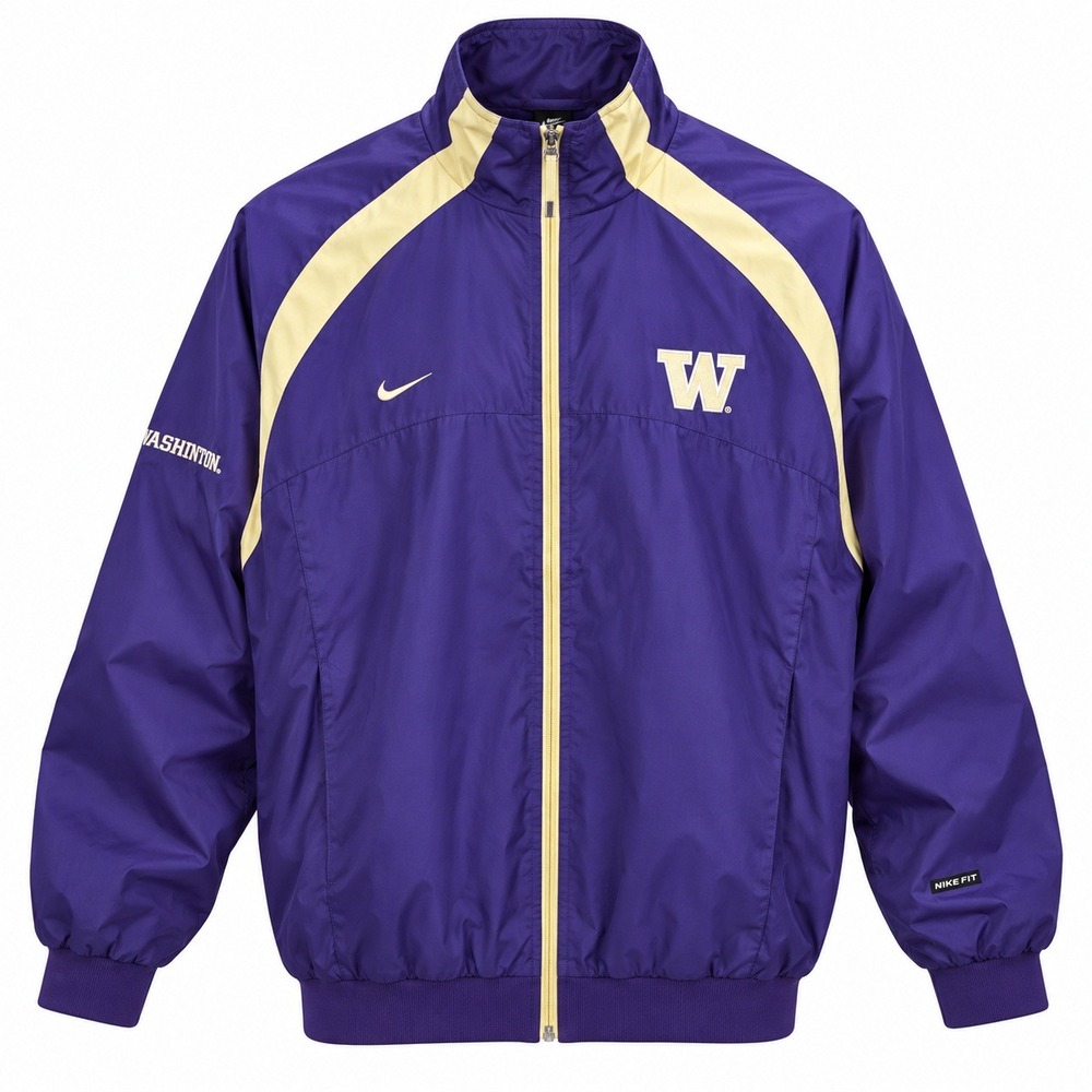 Nike Team Washington Huskies Windbreaker Jacket Mens Large Purple Gold Full Zip
